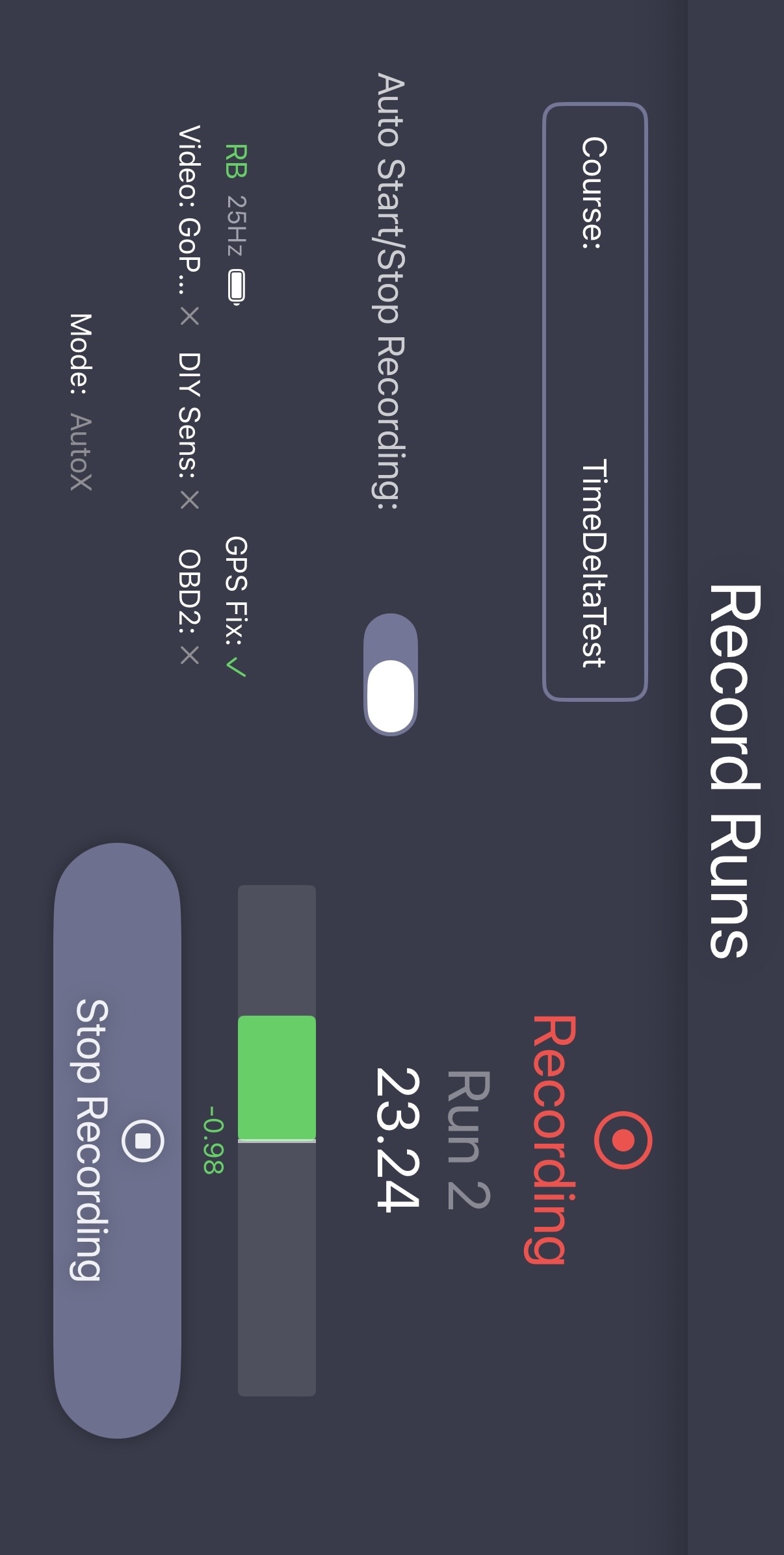 Record runs with time delta gauges.